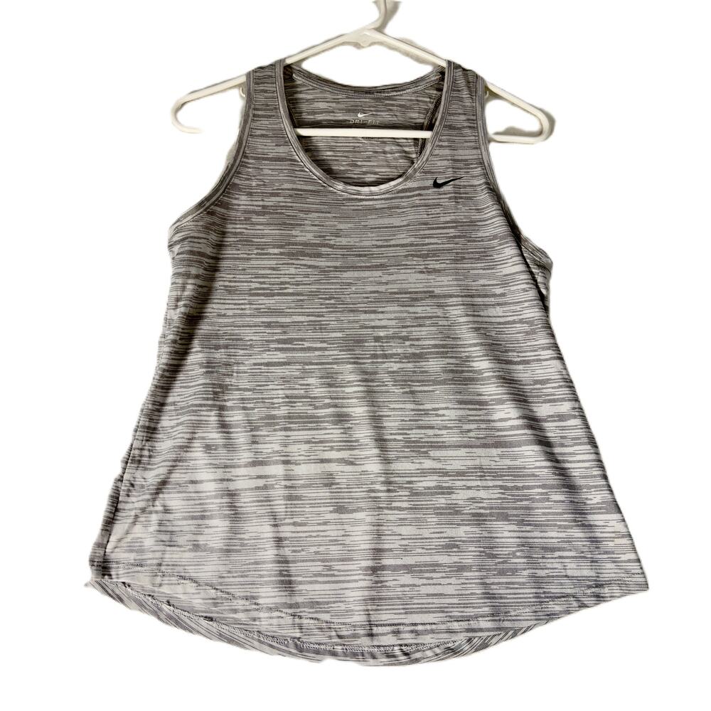 Nike Dri-FIT Women Tank Top Gray Space Dye Sleeveless Athletic Shirt Size Small